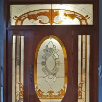 Vitrales para puerta de madera con cristal biselado y cristal de color importado