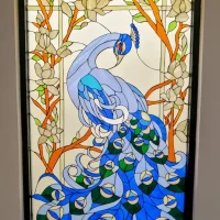 Vitral para ventana de pavoreal